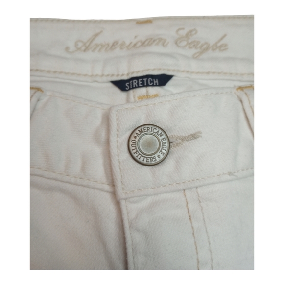 American Eagle Women's Denim Cut Off Shorts Distressed 5 Pocket Stretch White 6 - Picture 5 of 13
